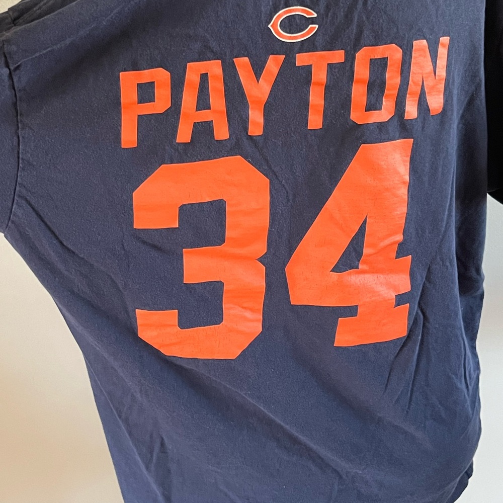 Walter Payton Navy Blue Name & Number Logo - #34 Football Chicago Bears T-Shirt